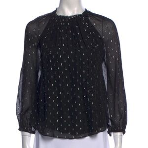 Joie Polka Glitter Dot Print Crew Neck Blouse